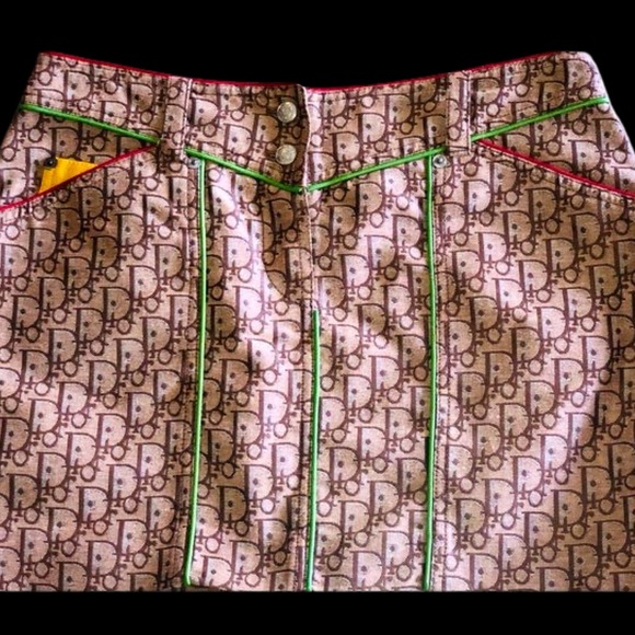 Christian DIOR Vintage John Galliano Rasta Monogram Logo Y2K Mini skirt - Picture 3 of 15